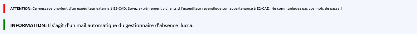 Exemple d'email suspect avec bandeau